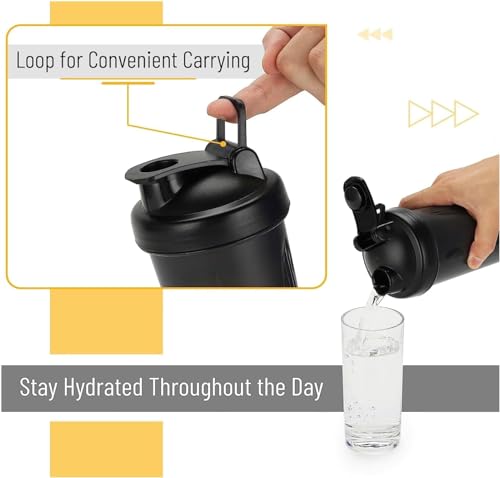 Shaker Bottle 12oz Protein Shaker Plastic Bottle for Pre & Post workout with Twist and Lock