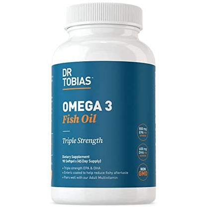 Dr. Tobias Omega 3 Fish Oil, 800 mg EPA 600 mg DHA Omega 3 Supplement for Heart