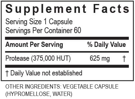 TRANSFORMATION THE GENESIS OF GOOD HEALTH Protease 375K Enzyme Blend Supplement, High-Potency Formula for Protein Absorption & Gut Health, Advanced Enzym Support, Non-GMO, 60 Capsules