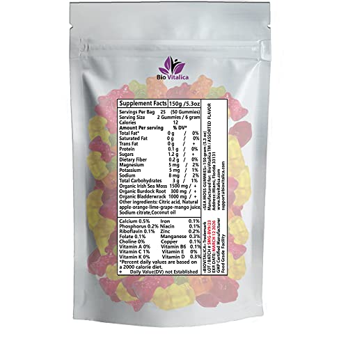 Sea Moss Gummies - Irish sea Moss raw Organic, Bladderwrack, Burdock Root
