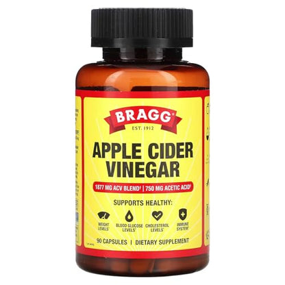 Bragg Apple Cider Vinegar Capsules - Vitamin D3 & Zinc - 750mg of Acetic Acid 