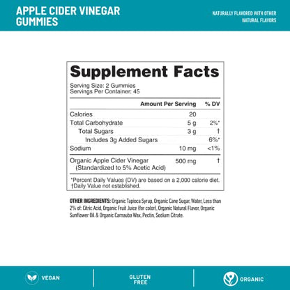 SlimFast Apple Cider Vinegar Gummies, Dietary Supplement with 500mg Organic Apple Cider