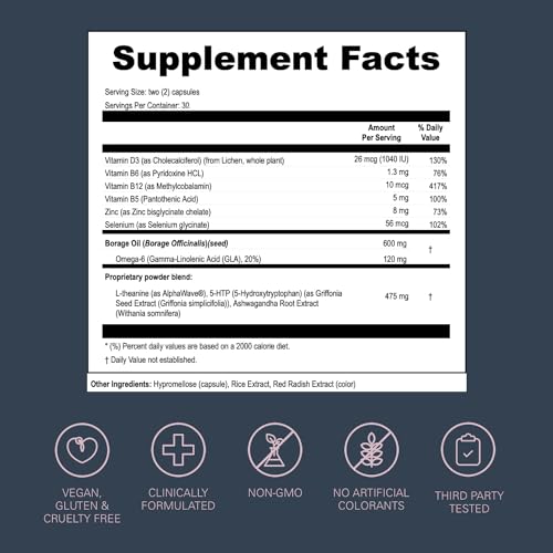 LOONI Balance Beam Mood Complex Supplement | PMS Relief with Ashwagandha, Vitamin B12