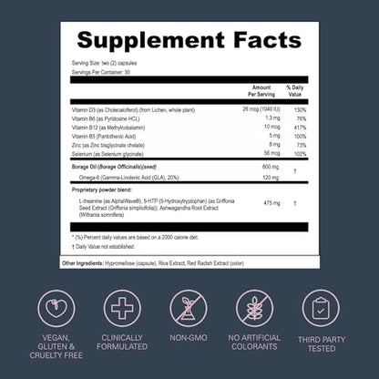 LOONI Balance Beam Mood Complex Supplement | PMS Relief with Ashwagandha, Vitamin B12