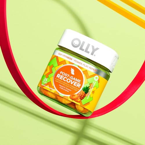OLLY Post-Game Recover Workout Gummy Rings, Vitamin D, Turmeric, Electrolytes, Pineapple