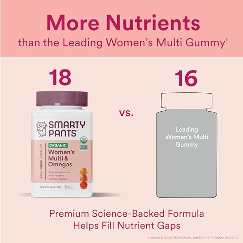 SmartyPants Organic Women's Multivitamin Gummies: Biotin, Probiotics, Methylfolate