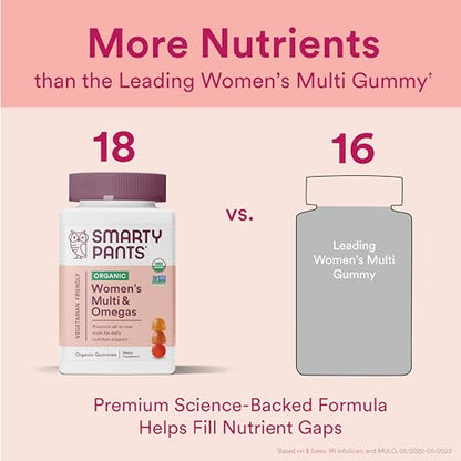 SmartyPants Organic Women's Multivitamin Gummies: Biotin, Probiotics, Methylfolate