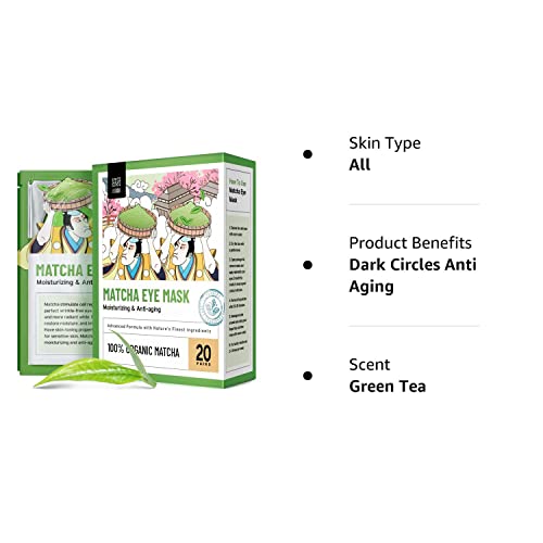 LE GUSHE Under Eye Mask & Under Eye Patches (20 Pairs) - Green Tea Eye Mask