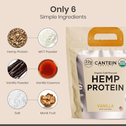 Cantein Organic Hemp Protein Powder | Vegan Protein Powder for Protein Shake | 22g Plant