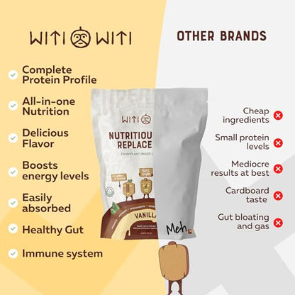 WitiWiti Vegan Meal Replacement, Vanilla - Plant Based Protein Powder 23g - Superfood