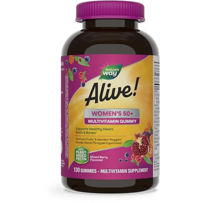 Nature's Way Alive! Women’s 50+ Daily Gummy Multivitamin, Supports Heart, Brain & Bone