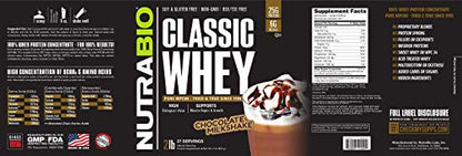 NutraBio Classic Whey Protein Powder- 25G of Protein Per Scoop - No Fillers, Artificial