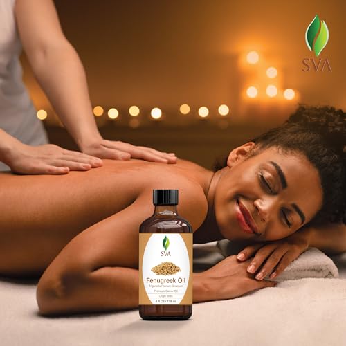 SVA Fenugreek Oil 4oz (118ml) Premium Carrier Oil with Dropper for Hair Care, Hair Oiling, Scalp Massage