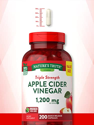 Nature's Truth Apple Cider Vinegar Capsules | 1200mg | 200 Pills | Extra Strength | Value Size