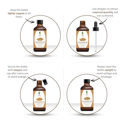 SVA Fenugreek Oil 4oz (118ml) Premium Carrier Oil with Dropper for Hair Care, Hair Oiling, Scalp Massage
