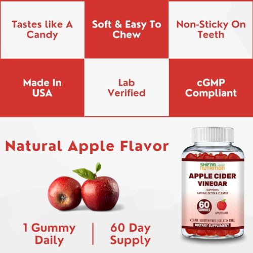 SHIFAA NUTRITION Halal Apple Cider Vinegar Gummies. Cleanse & Detox ACV Gummies
