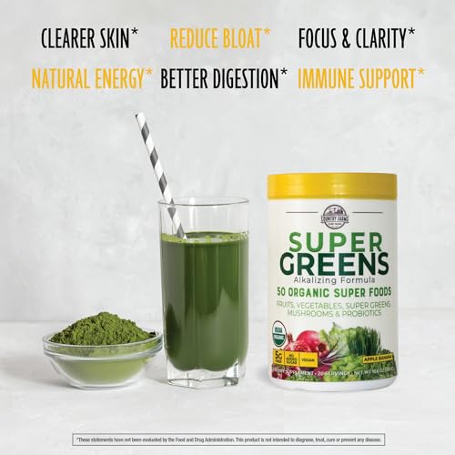 COUNTRY FARMS Super Greens Apple Banana Flavor, 50 Organic Super Foods