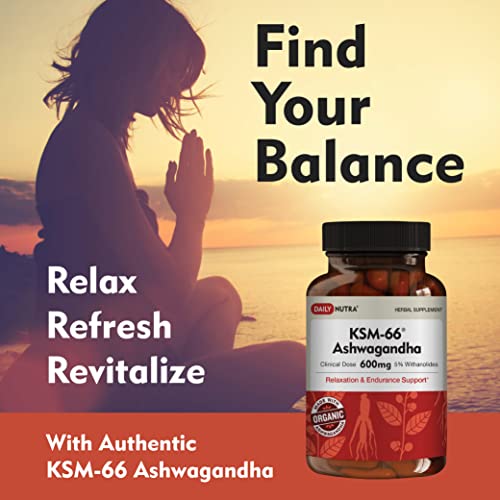DailyNutra KSM-66 Ashwagandha 600mg Organic Root Extract - High Potency Supplement