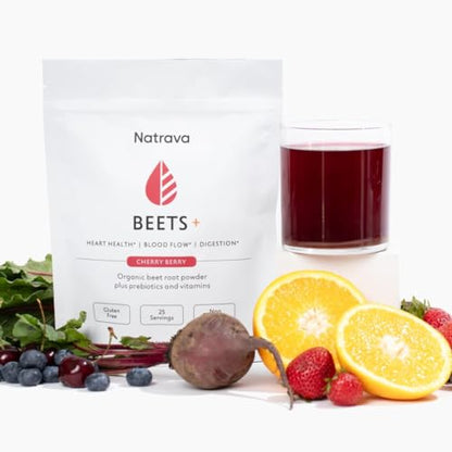 Natrava Beets+ | Organic Beet Root Powder, Vitamins, and Prebiotics | Supports Healthy