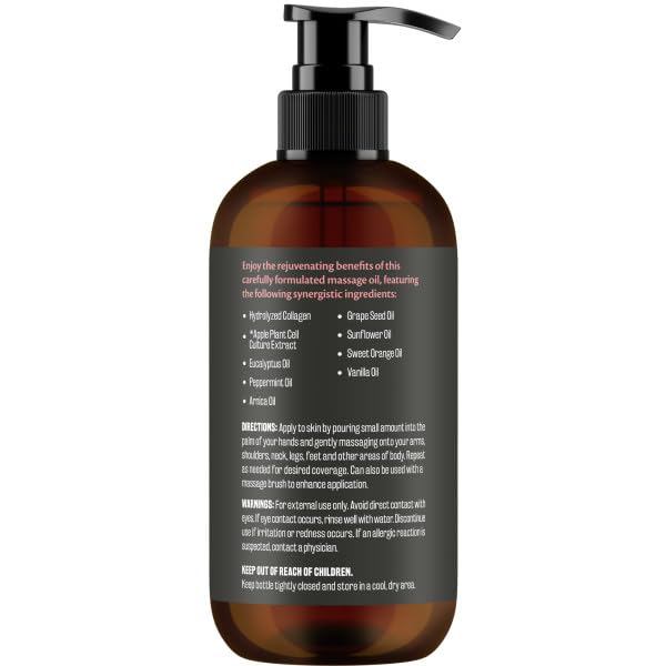 Anti Cellulite Massage Oil for Massage Therapy with Collagen (8 Fl Oz)