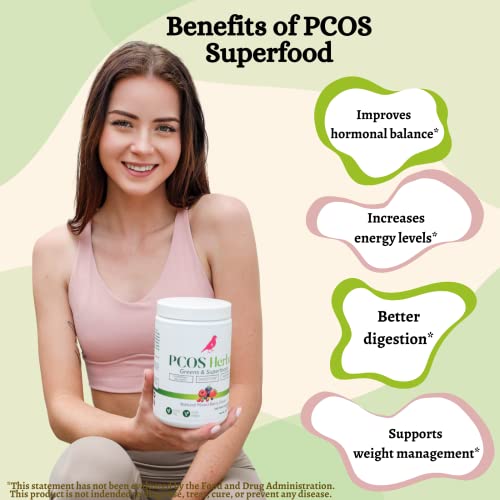 PCOS Herbal Green Superfood Probiotic Powder Mix: Hormonal Balance, Energy Boost