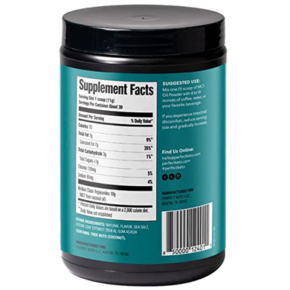 Perfect Keto MCT Oil Powder, Medium Chain Triglycerides, Ketogenic Non-Dairy Coffee