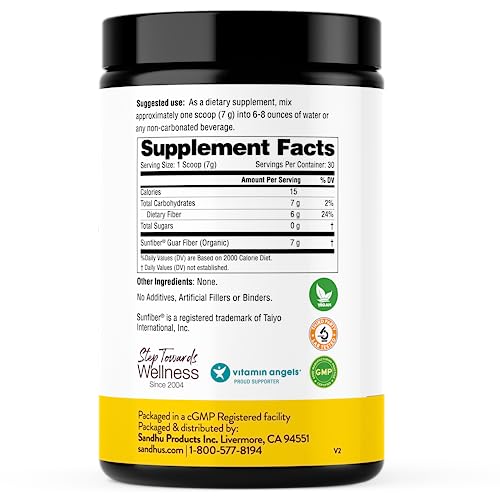 Sandhu's Prebiotic Fiber Supplement Powder –30 Servings- SunFiber® –Low FODMAP