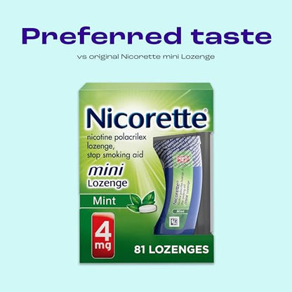 Nicorette 4 mg Mini Nicotine Lozenges to Quit Smoking - Mint Flavored Stop