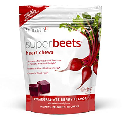 humanN SuperBeets Heart Chews - Nitric Oxide Production and Blood Pressure Support 