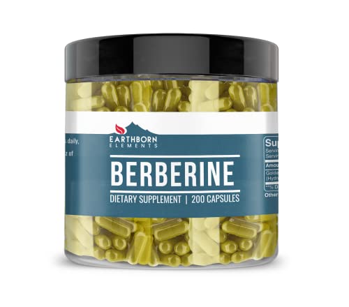 Earthborn Elements Berberine 200 Capsules, Pure & Undiluted, No Additives