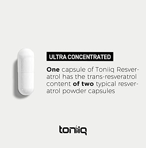 Toniiq Ultra High Purity Resveratrol Capsules - 98% Trans-Resveratrol - Highly Purified