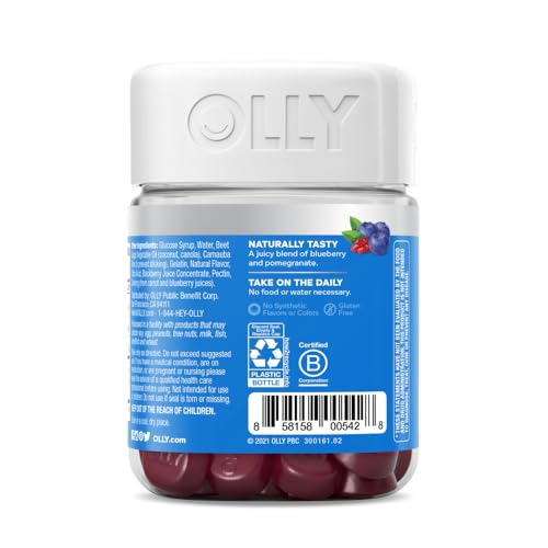 OLLY Glowing Skin Gummy, 25 Day Supply (50 Count), Plump Berry, Hyaluro
