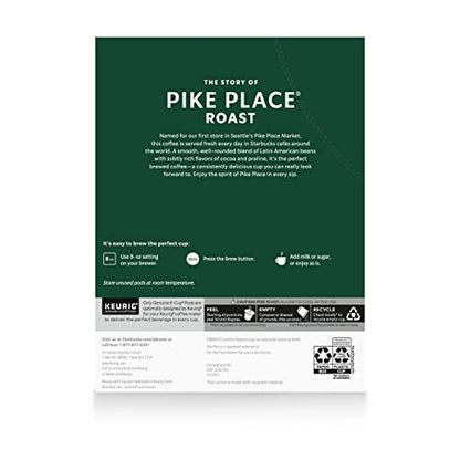 Starbucks K-Cup Coffee Pods—Medium Roast Coffee—Pike Place Roast for Keurig