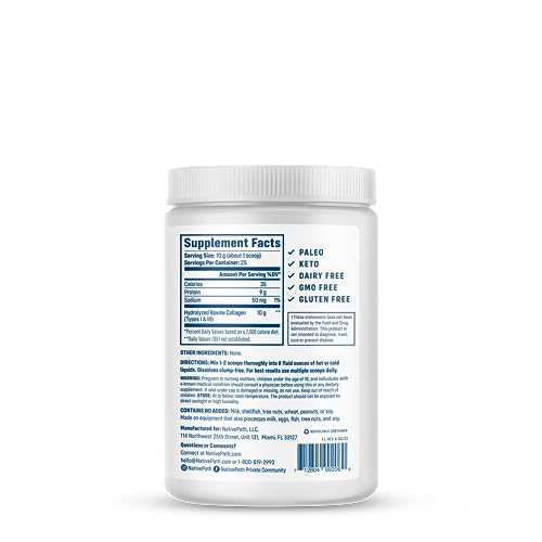 NativePath Collagen Peptides Protein - Hydrolyzed Type 1 & 3 Collagen Powder for Skin