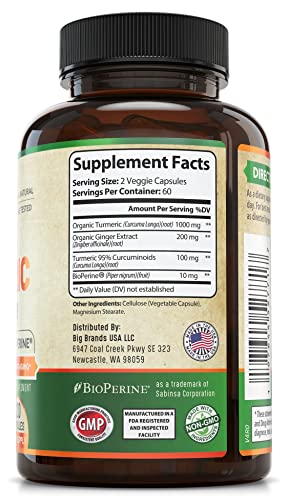 Organic Turmeric Curcumin with Ginger and Black Pepper for Max Absorption