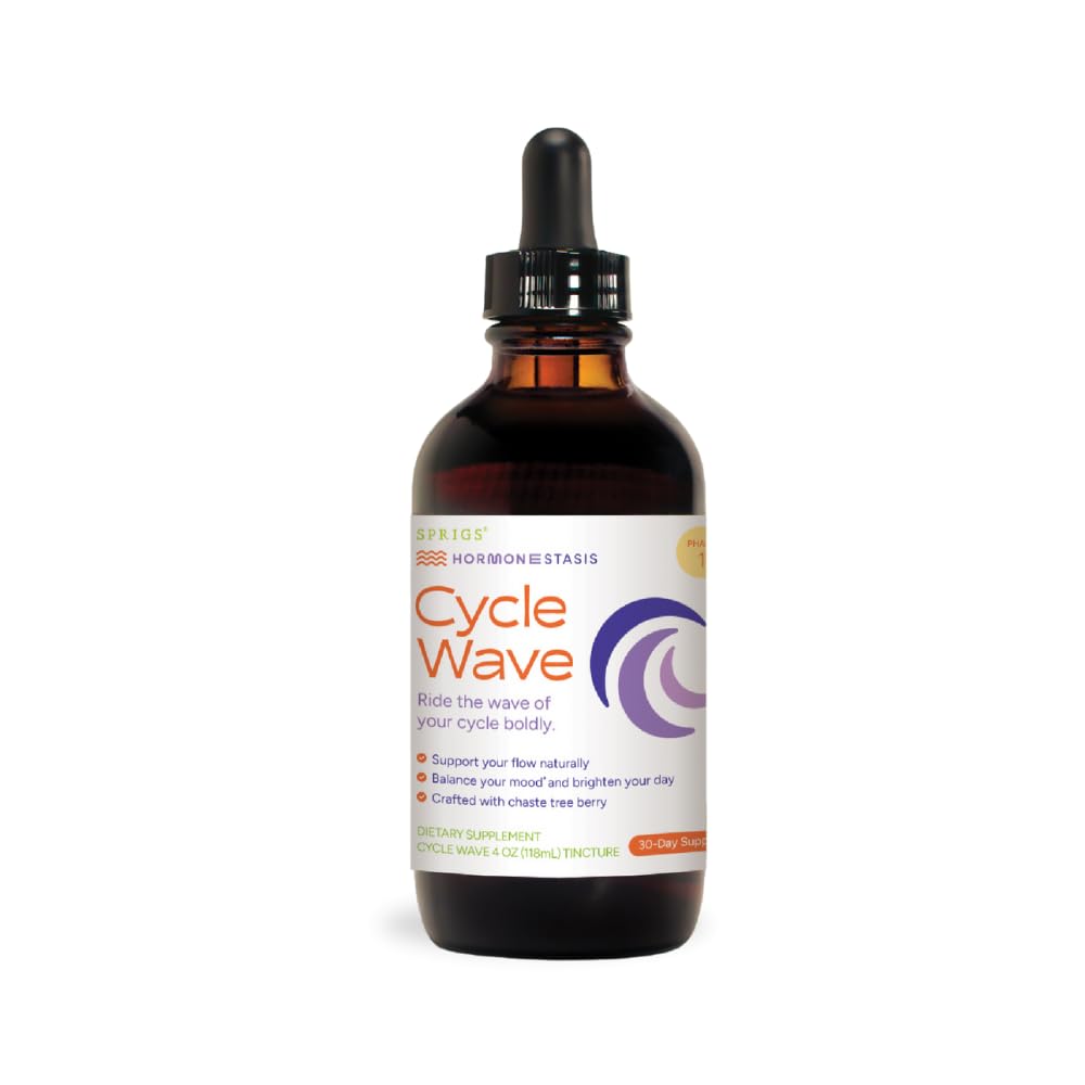 SPRIGS Cycle Wave Phase 1 Hormonal Support Kit for Tween Girls | Supplements to Promote a Healthy Menstrual Cycle & Balance Mood | 120 Herbal Capsules & 60 Wheat Germ Oil Softgels for a 30 Day Supply