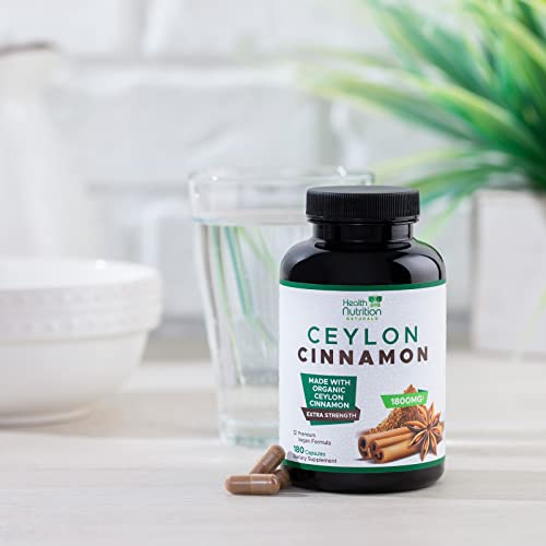 Pure Ceylon Cinnamon Capsules - Certified Organic Cinnamon Pills, Non-GMO, Dairy & Gluten