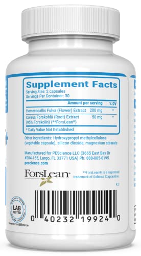 PEScience Forskolin Capsules, 95% Pure Forskolin Extract, Patented ForsLean, 60 Count