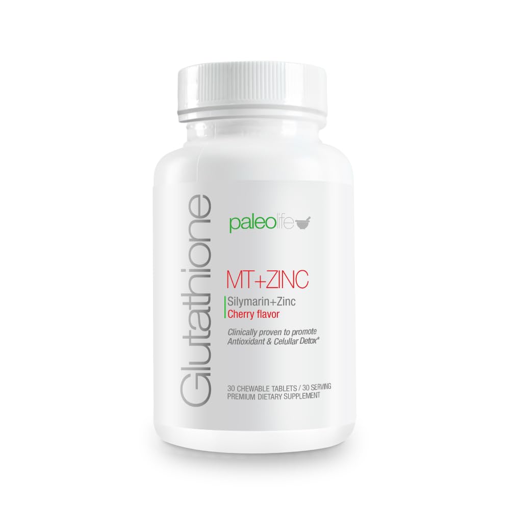 Paleolf Premium Glutathione + Milk Thistle + Zinc - 30 Chewable Tablets, Cherry Flavor (1-Pack)