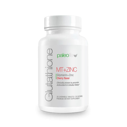 Paleolf Premium Glutathione + Milk Thistle + Zinc - 30 Chewable Tablets, Cherry Flavor (1-Pack)