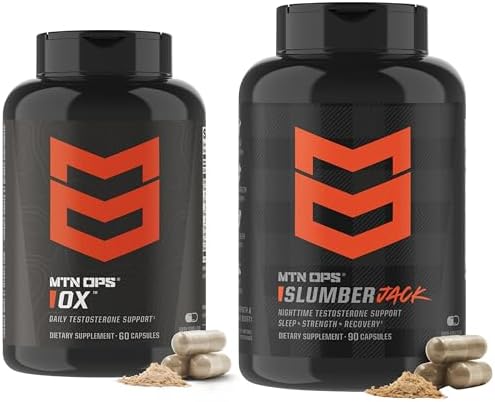 MTN OPS Ox & Slumber Jack Testosterone Support Bundle for Men – Daytime Testosterone Booster + Nighttime Recovery & Sleep Support Supplement
