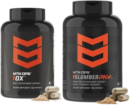 MTN OPS Ox & Slumber Jack Testosterone Support Bundle for Men – Daytime Testosterone Booster + Nighttime Recovery & Sleep Support Supplement