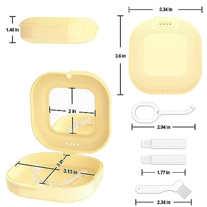 Retainer Case with Mirror and Vent Holes, Cute Retainer Holder Case Compatible with Invisalign