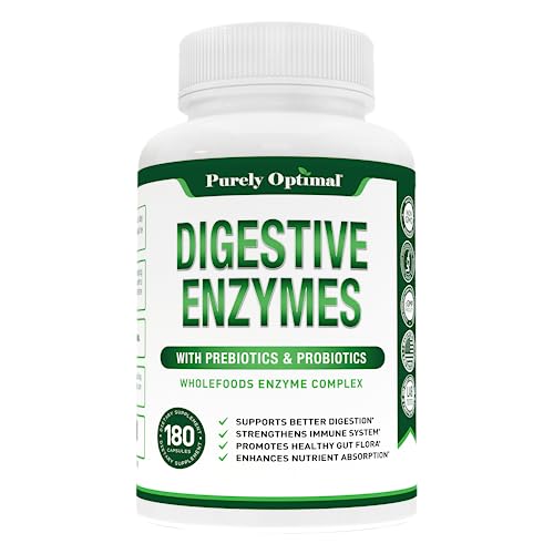 Purely Optimal Premium Digestive Enzymes Plus Prebiotics & Probiotics - for Better Digestio
