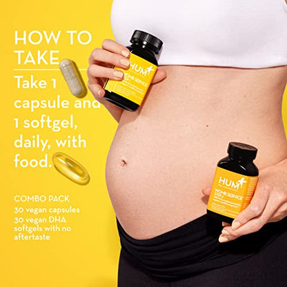 HUM Womb Service Prenatal & Postnatal Vitamins Combo Pack - OBGYN Formulated Vegan Prenatal