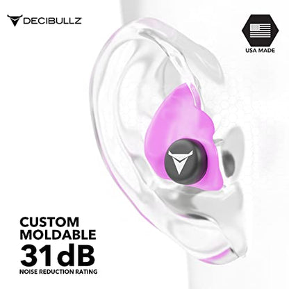 Decibullz - Custom Molded Earplugs, 31dB Highest NRR, Comfortable Hearing Protection