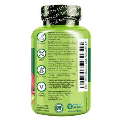 NATURELO Whole Food Multivitamin for Women - with Vitamins, Minerals, & Organic