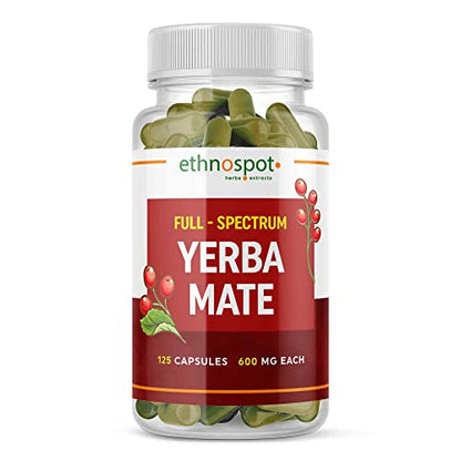Full Spectrum Yerba Mate Capsules - Boosts Energy & Mental Focus - Supports Health 