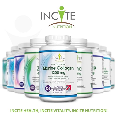 Marine Collagen 1200mg | 120 High Strength Collagen Capsules Hyaluronic Acid Supplements for Women & Men
