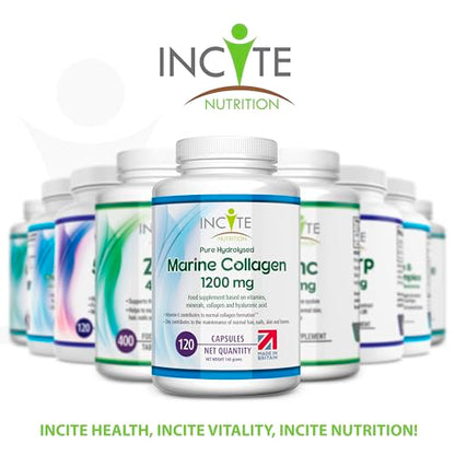 Marine Collagen 1200mg | 120 High Strength Collagen Capsules Hyaluronic Acid Supplements for Women & Men